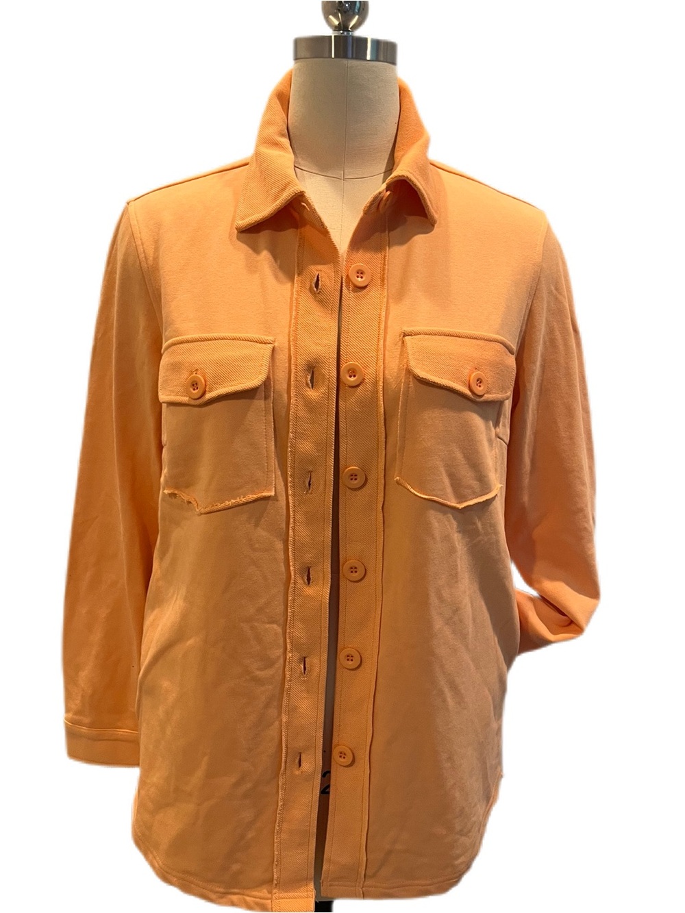 Tribal Jeans Peach French Terry Deconstructed Shirt Jacket - NWOT